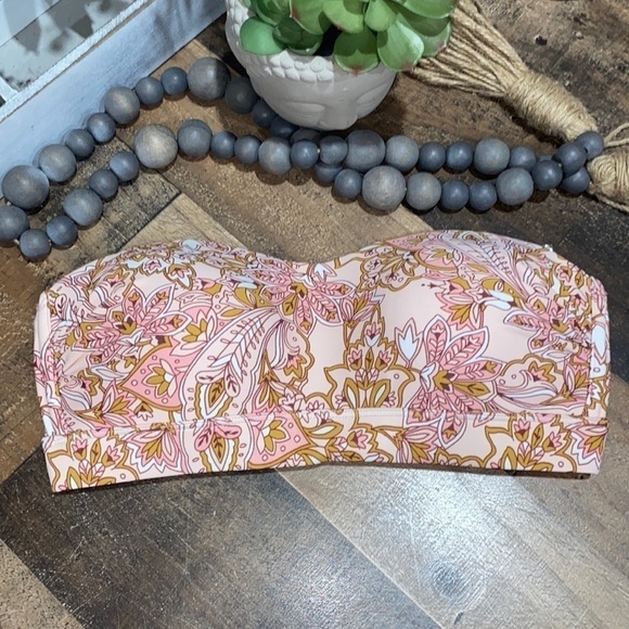 Kona Sol bikini top only bandeau‎ NWT pink paisley boho floral small - Picture 1 of 6